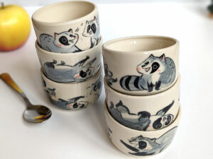 cute raccoon kit stoneware tumbler