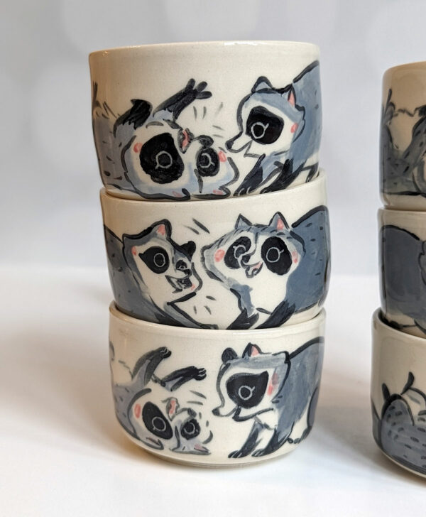 cute raccoon kit stoneware tumbler