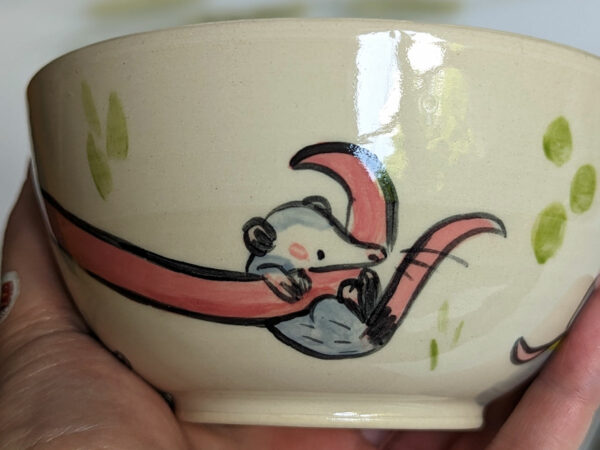 opossum family bowl handmade cute