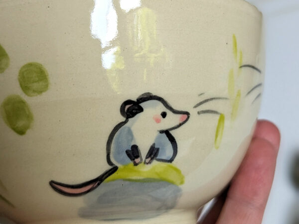 opossum family bowl handmade cute