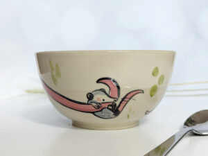 opossum family bowl handmade cute
