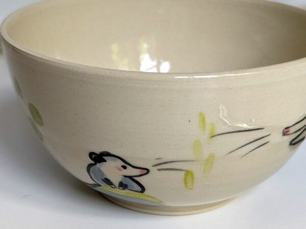 opossum family bowl handmade cute