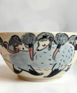 opossum family bowl handmade cute