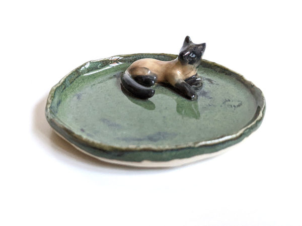 blue point cat jewelry dish