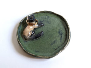 blue point cat jewelry dish