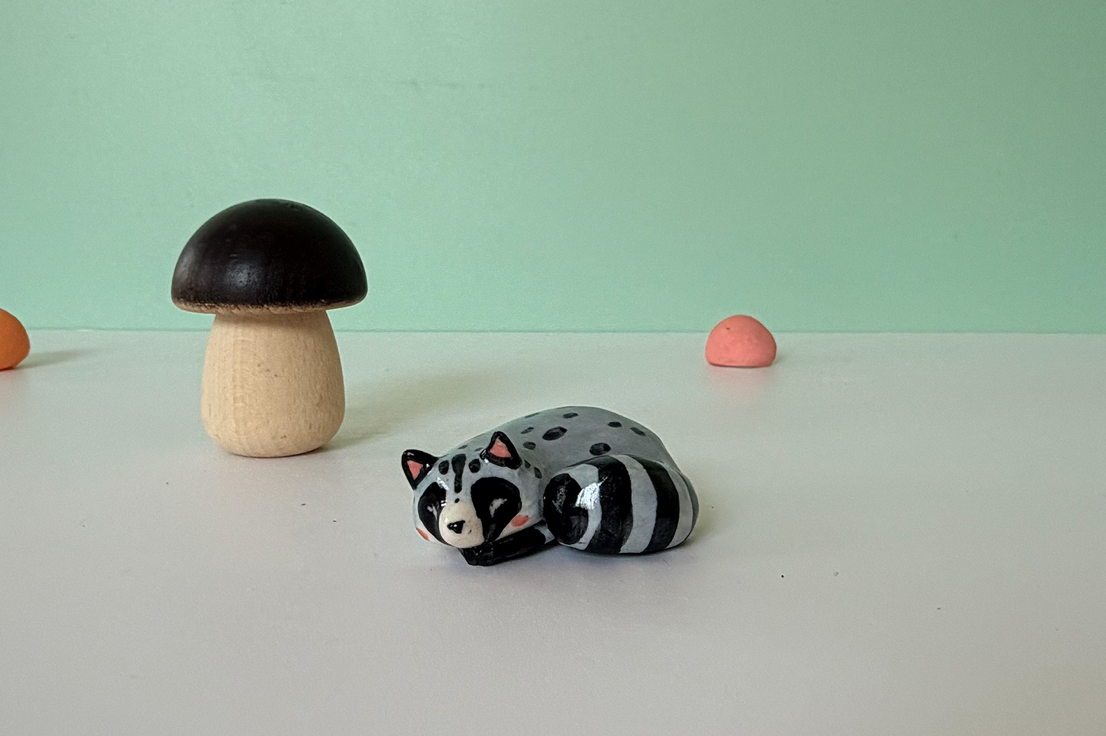 Alternative view of Porcelain Figurine - Sleepy Raccoon
