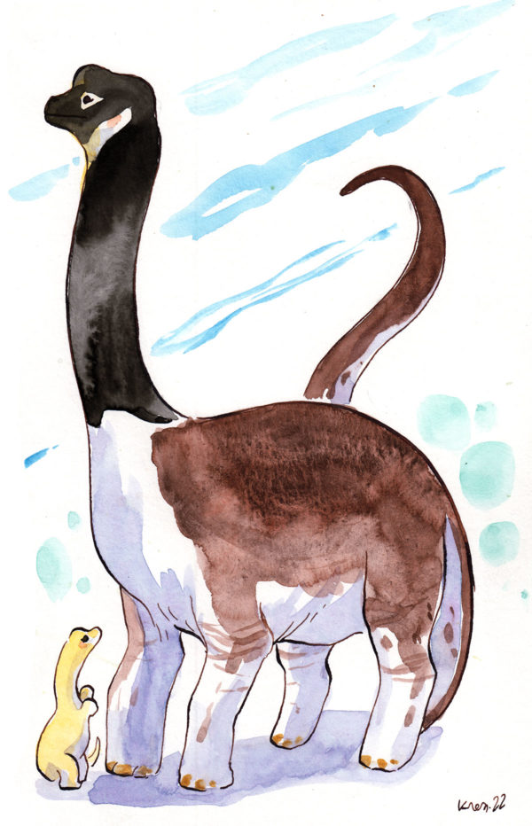 original brachiosaur mama watercolor