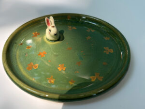 porcelain bunny tray, adorable and cute, handmade in Canada