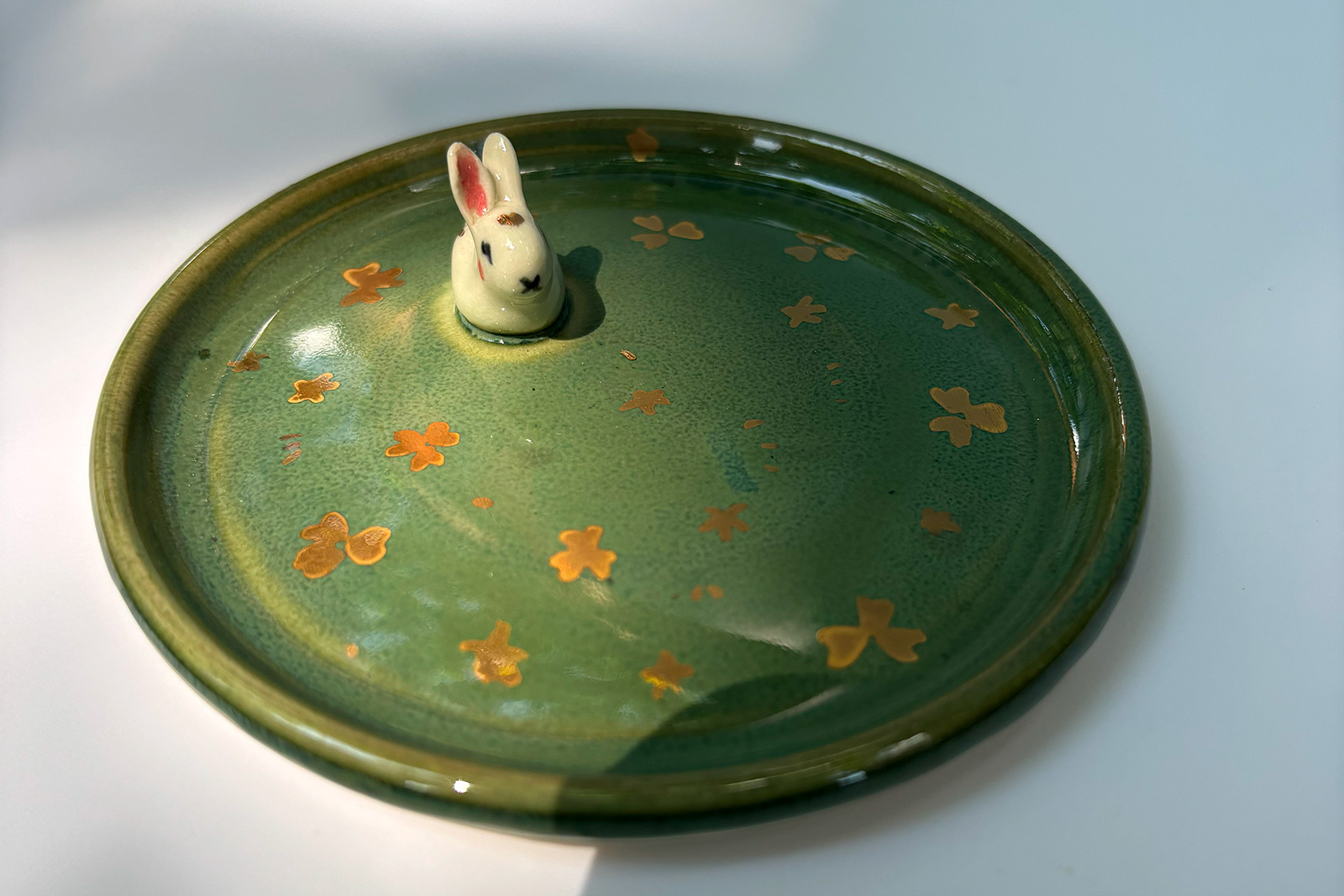 porcelain bunny tray, adorable and cute, handmade in Canada