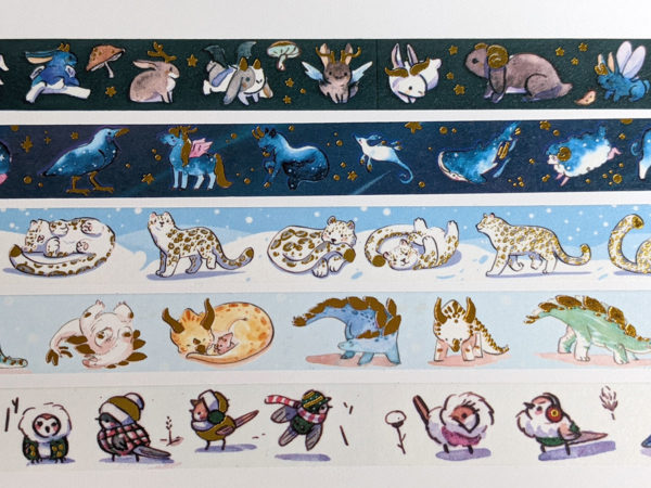 cute animal gold foil washi tape