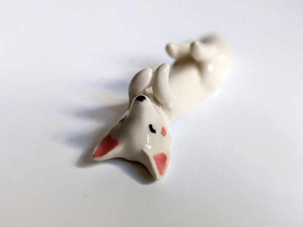 handmade porcelain figurine arctic fox chopstick holder