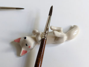 handmade porcelain figurine arctic fox chopstick holder