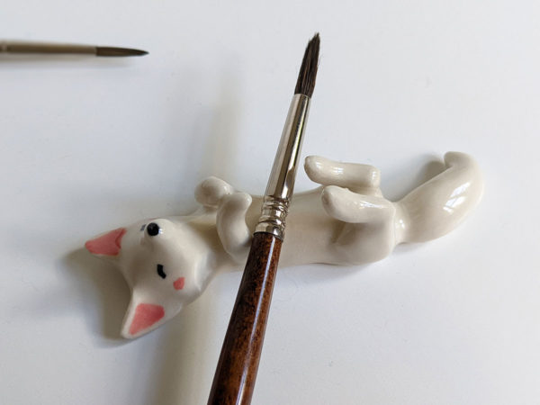 handmade porcelain figurine arctic fox chopstick holder