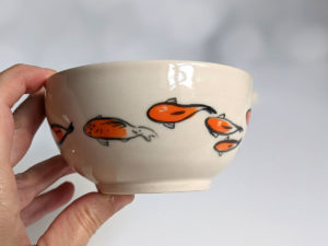 handmade koi porcelain bowl