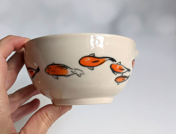 handmade koi porcelain bowl