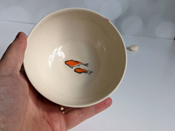 handmade koi porcelain bowl