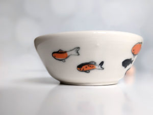 handmade koi porcelain bowl