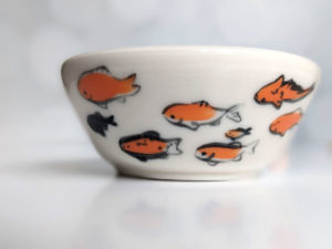 handmade koi porcelain bowl