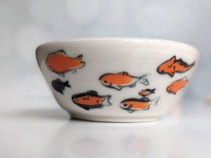 handmade koi porcelain bowl