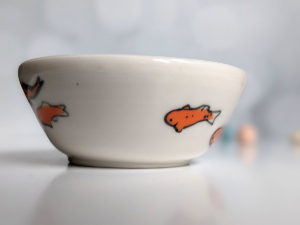 handmade koi porcelain bowl