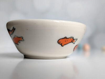 handmade koi porcelain bowl