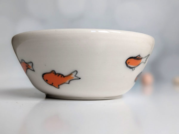 handmade koi porcelain bowl