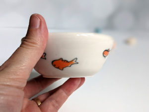 handmade koi porcelain bowl