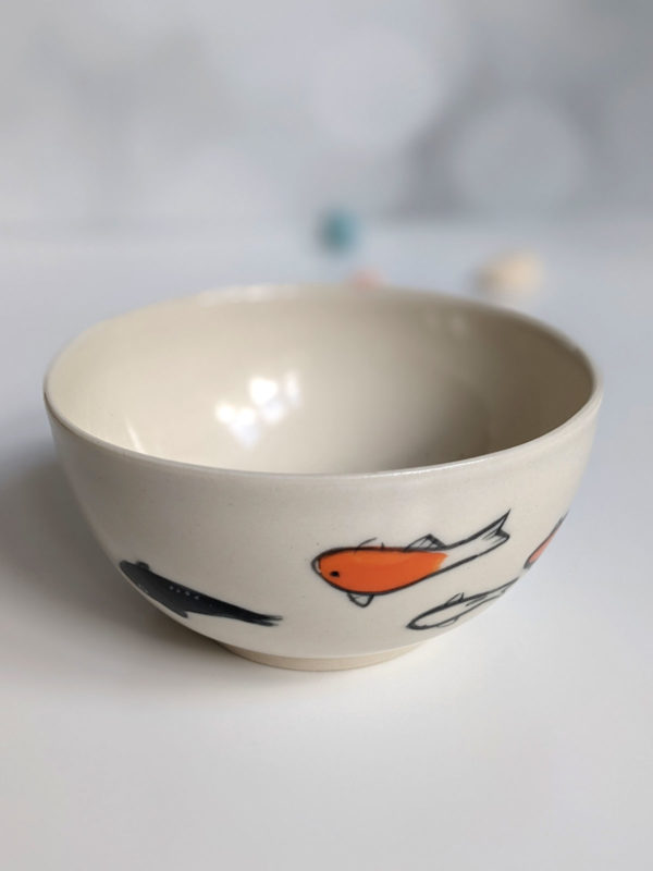 handmade koi porcelain bowl