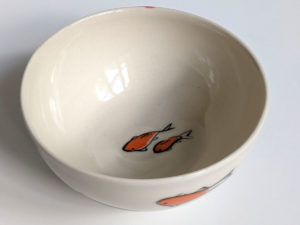 handmade koi porcelain bowl