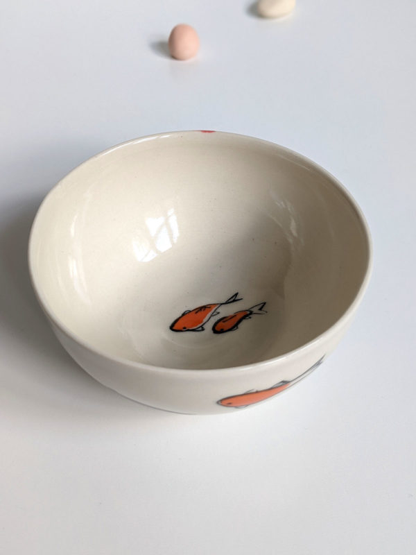 handmade koi porcelain bowl