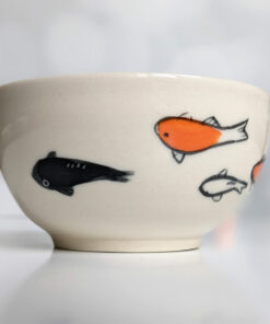 handmade koi porcelain bowl