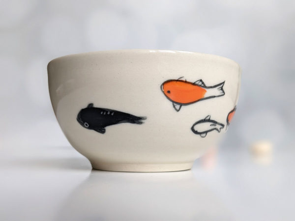 handmade koi porcelain bowl