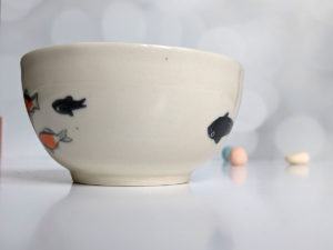 handmade koi porcelain bowl