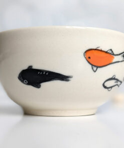 handmade koi porcelain bowl