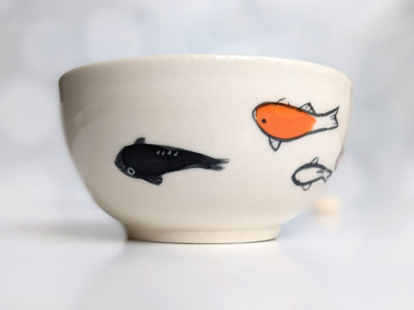 handmade koi porcelain bowl