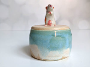 porcelain lidded vessel guinea pig beach handmade