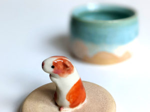 porcelain lidded vessel guinea pig beach handmade