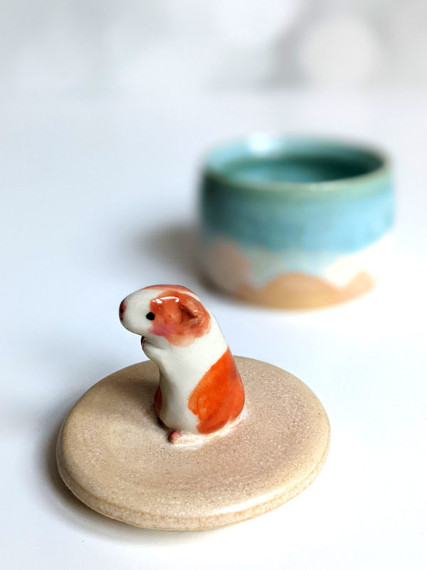 porcelain lidded vessel guinea pig beach handmade