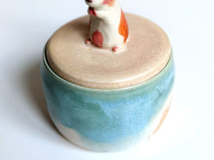 porcelain lidded vessel guinea pig beach handmade