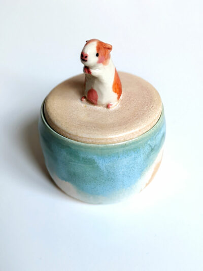 porcelain lidded vessel guinea pig beach handmade