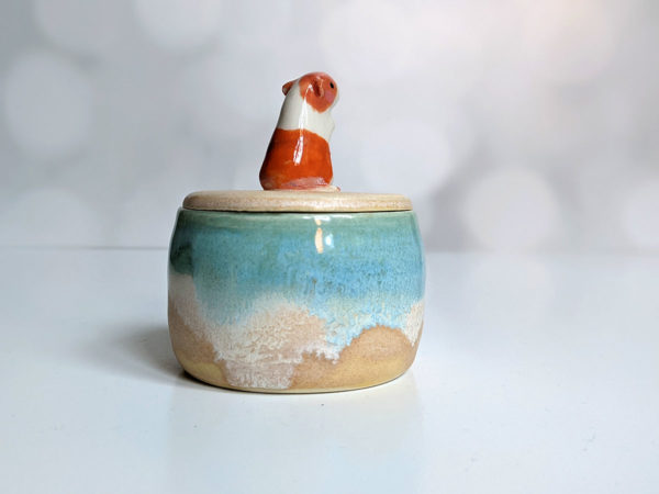 porcelain lidded vessel guinea pig beach handmade