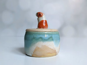 porcelain lidded vessel guinea pig beach handmade