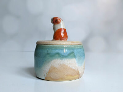 porcelain lidded vessel guinea pig beach handmade