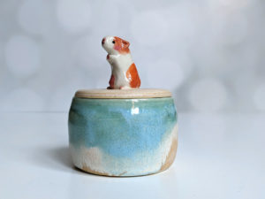 porcelain lidded vessel guinea pig beach handmade