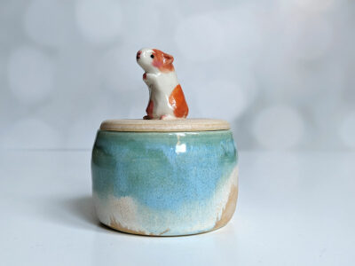 porcelain lidded vessel guinea pig beach handmade