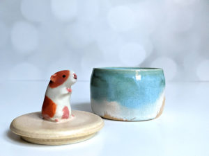 porcelain lidded vessel guinea pig beach handmade