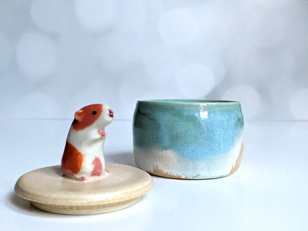 porcelain lidded vessel guinea pig beach handmade