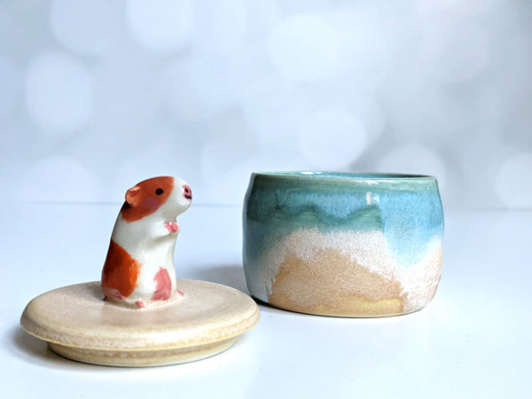 porcelain lidded vessel guinea pig beach handmade