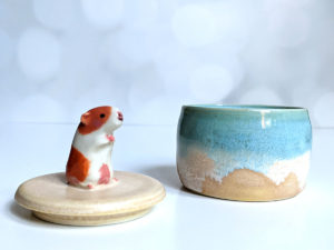 porcelain lidded vessel guinea pig beach handmade