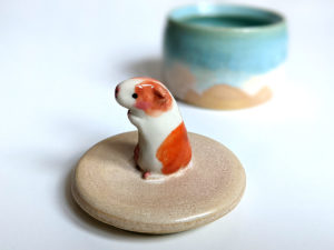 porcelain lidded vessel guinea pig beach handmade